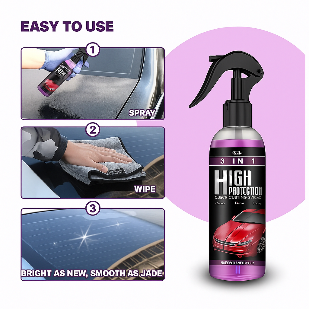 3-in-1 High Protection Car Ceramic Coating Spray – Wax + Polish | Buy 1 Get 1 FREE
